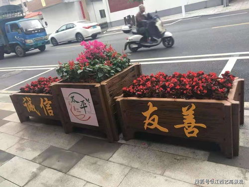 江西仿木花箱厂家制作工艺,户外景区水泥仿木花箱装饰图片大全